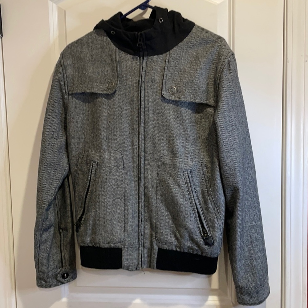 Grey Classic edition jacket with hoodie (size medium)